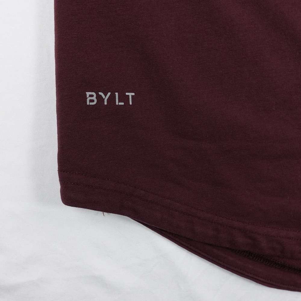 BYLT‎ Lux Henley Shirt Men's Small Drop Cut Long Sleeve Casual Maroon - Picture 5 of 12